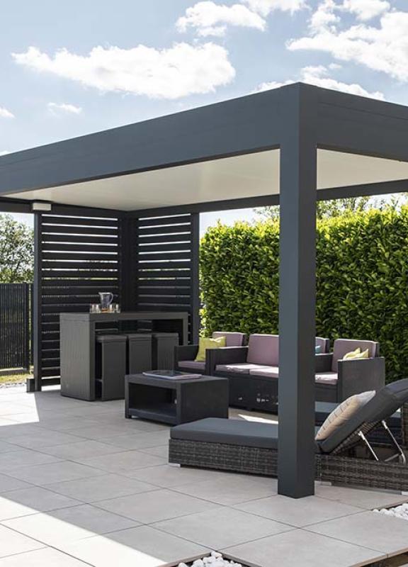 Akena - Pergola toit plat avec piscine