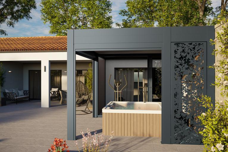 Akena Pool house - Adossé - Gris aluminium