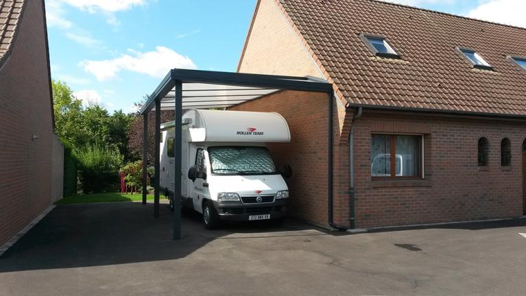 Carport en Bois pour Abri Camping-Car Adossé 4,5 x 7,0 m-Abris